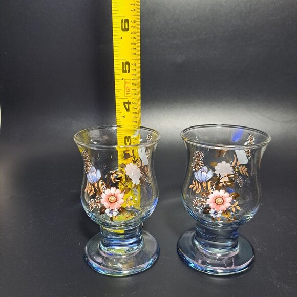 Vintage Floral Glass Candle Holders Pair - Picture 2 of 9